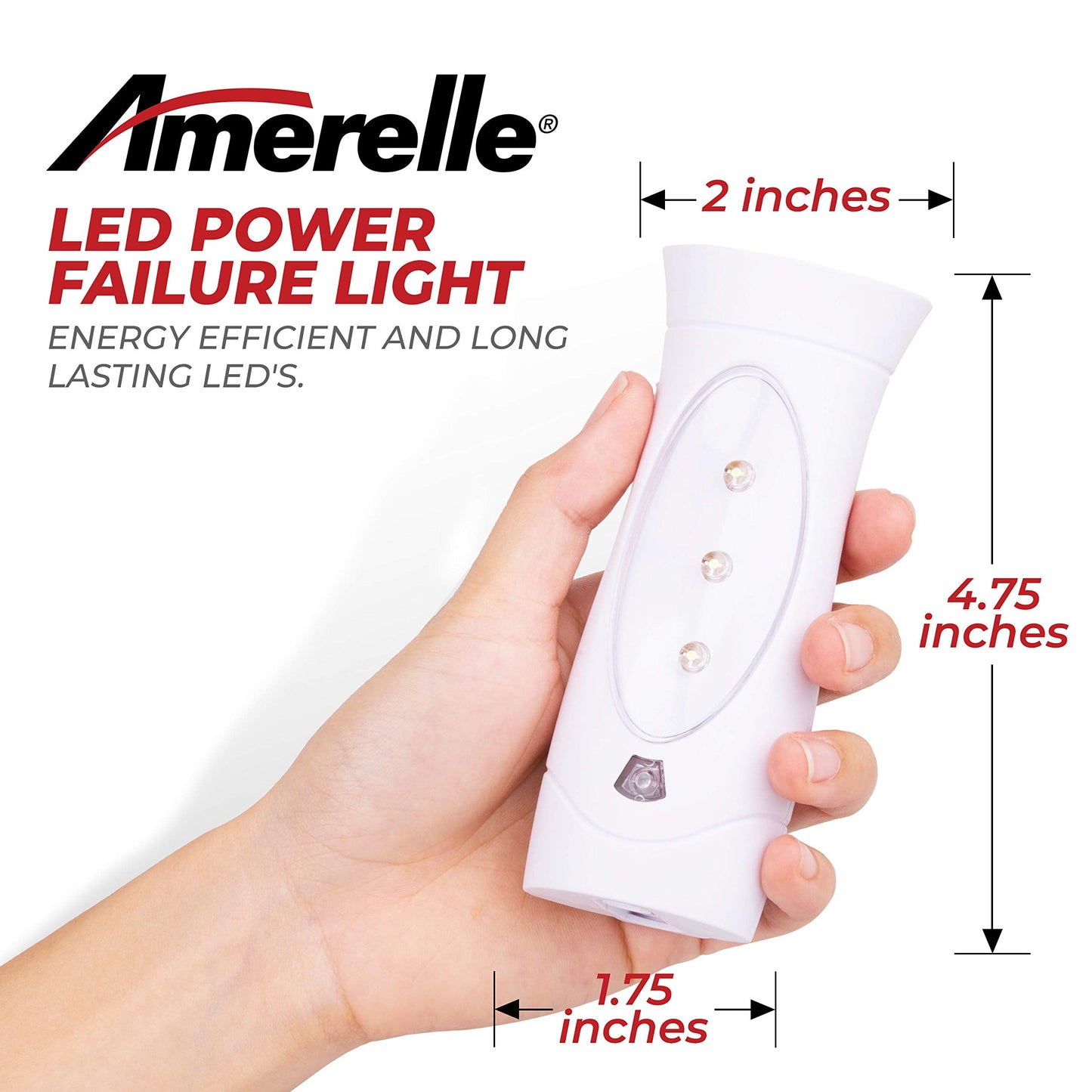 AMERELLE LED Emergency Lights - Power Failure Light & Flashlight Combo, Rechargeable, White, Model 71134, Pack of 1
