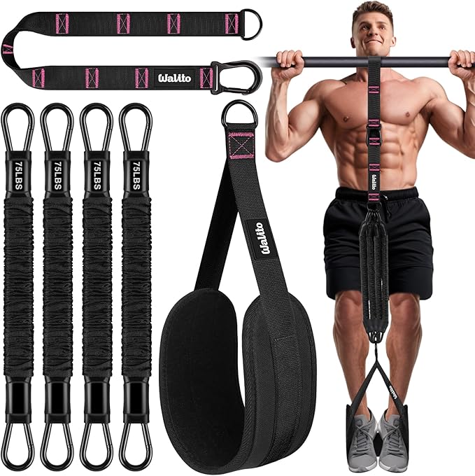 Pull Up Assistance Bands Set, Heavy Duty Adjustable Pull Up Assist Band with Feet Rest, Strength Training Bands for Home G...