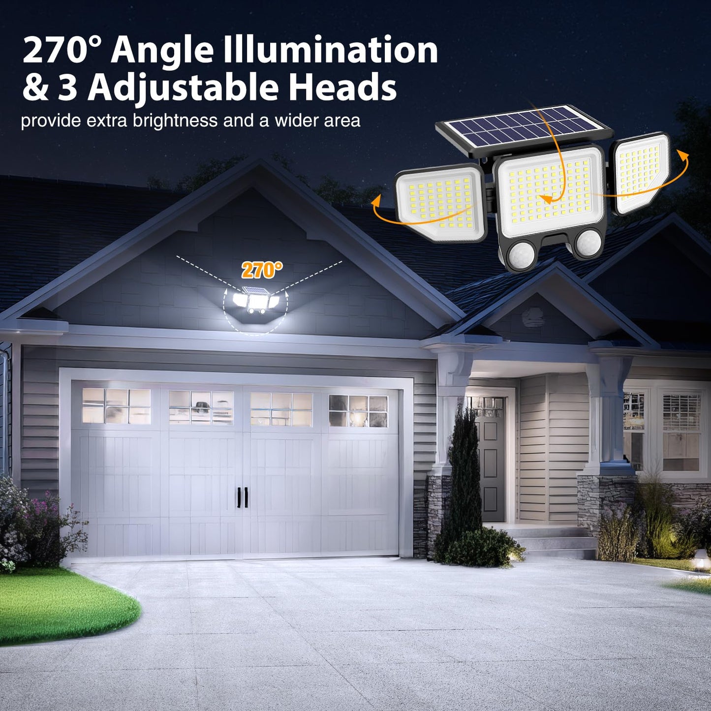 Onforu Solar Lights Outdoor, 3000LM Motion Sensor Flood Lights, IP65 Waterproof, Remote Control, Black, Model BDTYE06-3, 4 Pack