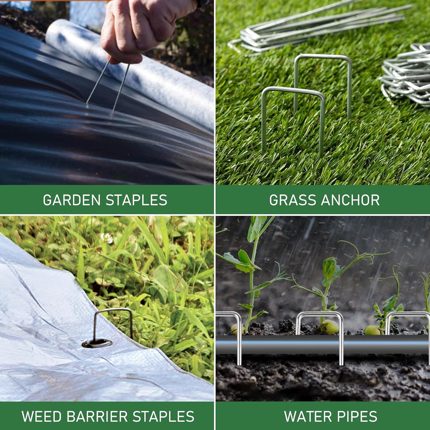 100 Pack Landscape Staples 6 Inches 11 Gauge Stakes, Galvanized Garden Stakes U-Shaped Pins and Landscaping Staples for Sod Anchoring Landscape Fabric Irrigation Tubing