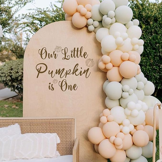 Our Little Pumpkin is One Decal - Little Pumpkin 1st Birthday Decorations Decal, Fall Halloween First Birthday Decor, My First Thanksgiving Birthday Decor Sticker for Backdrop, Balloon Arch