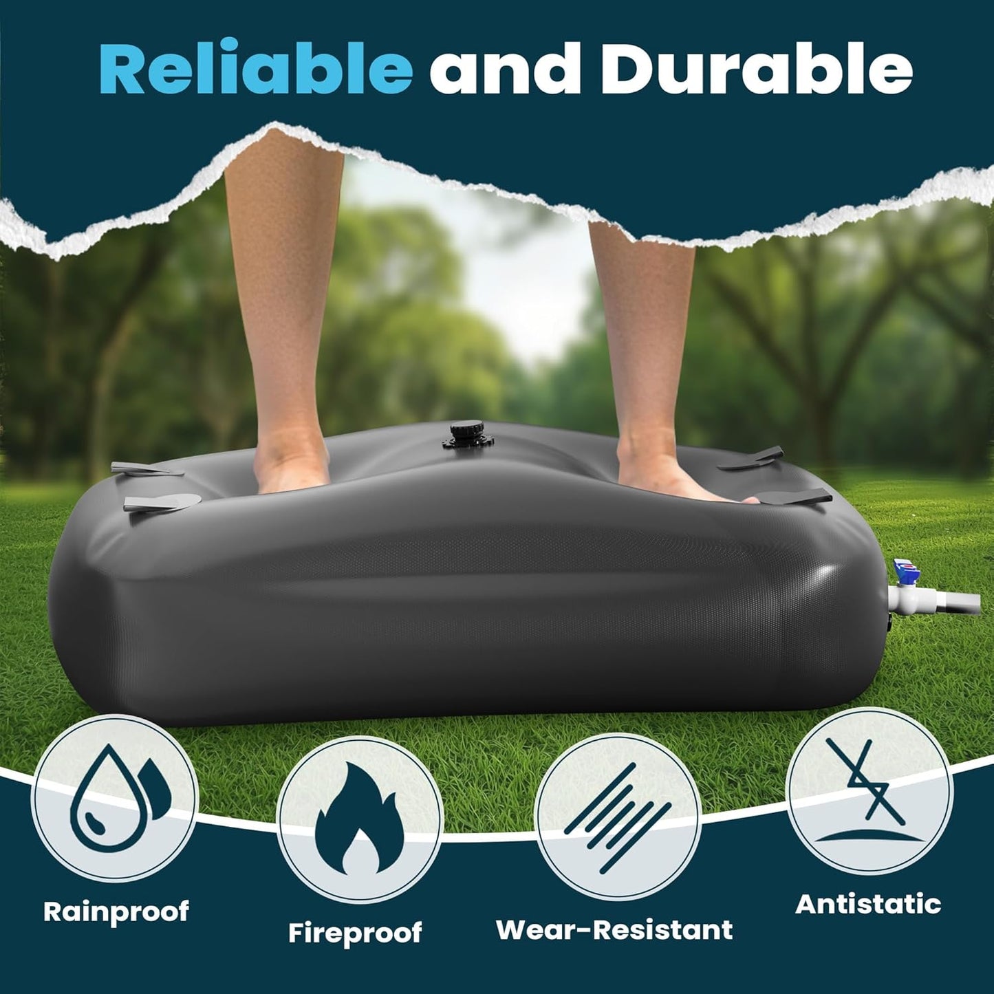 Large Capacity Water Storage Bladder, Portable Water Tank Containers, Bladder Tank for Drought Resistance, Fire Prevention, Emergency Water, Agricultural Irrigation Outdoor(110L/29Gal,Black)