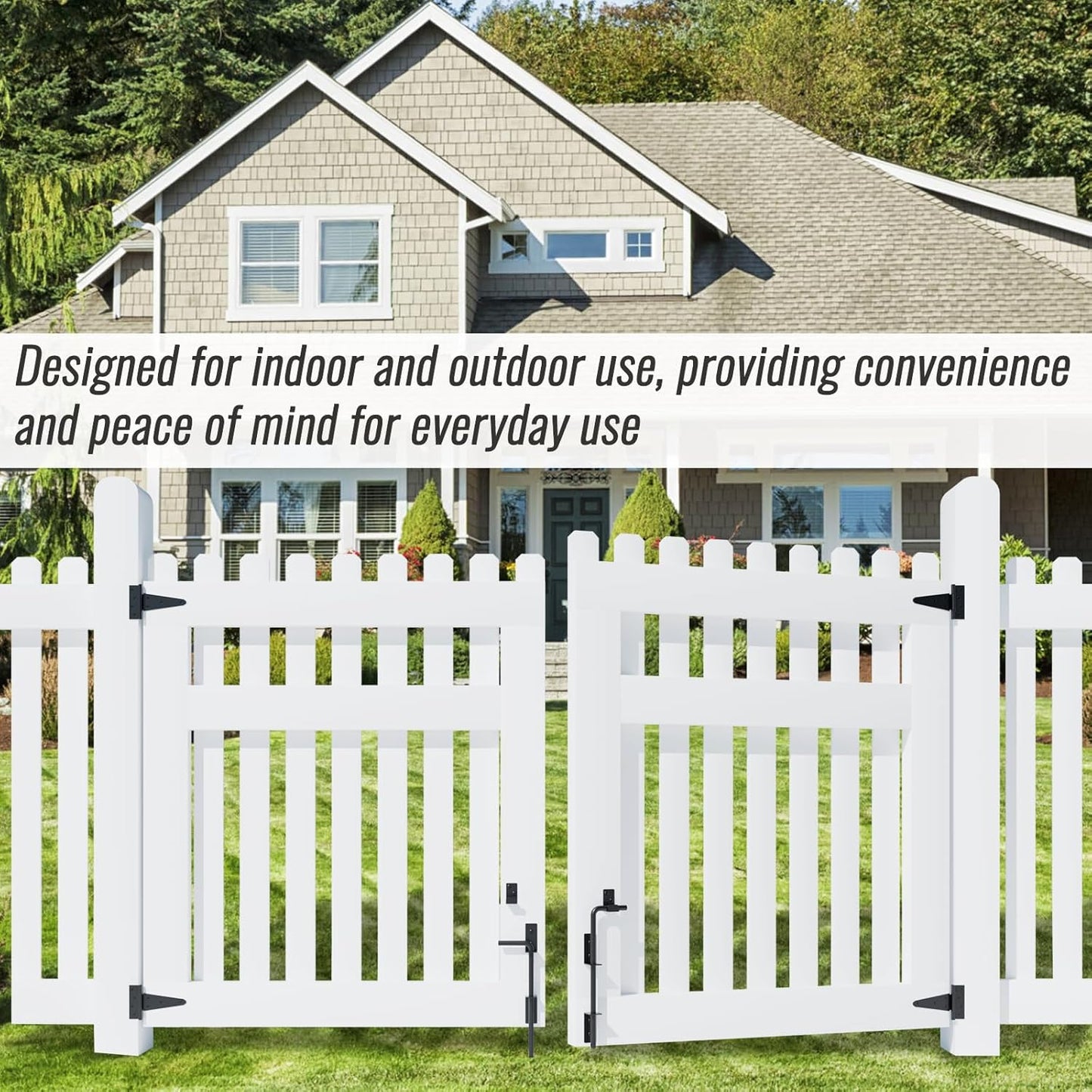 Cane Bolt Heavy Duty Gate Drop Rod 18 Inch Metal Gates Stopper for Wood PVC Vinyl Metal Fences Gates, Gate Ground Latches, Black Finish(2 Pack)