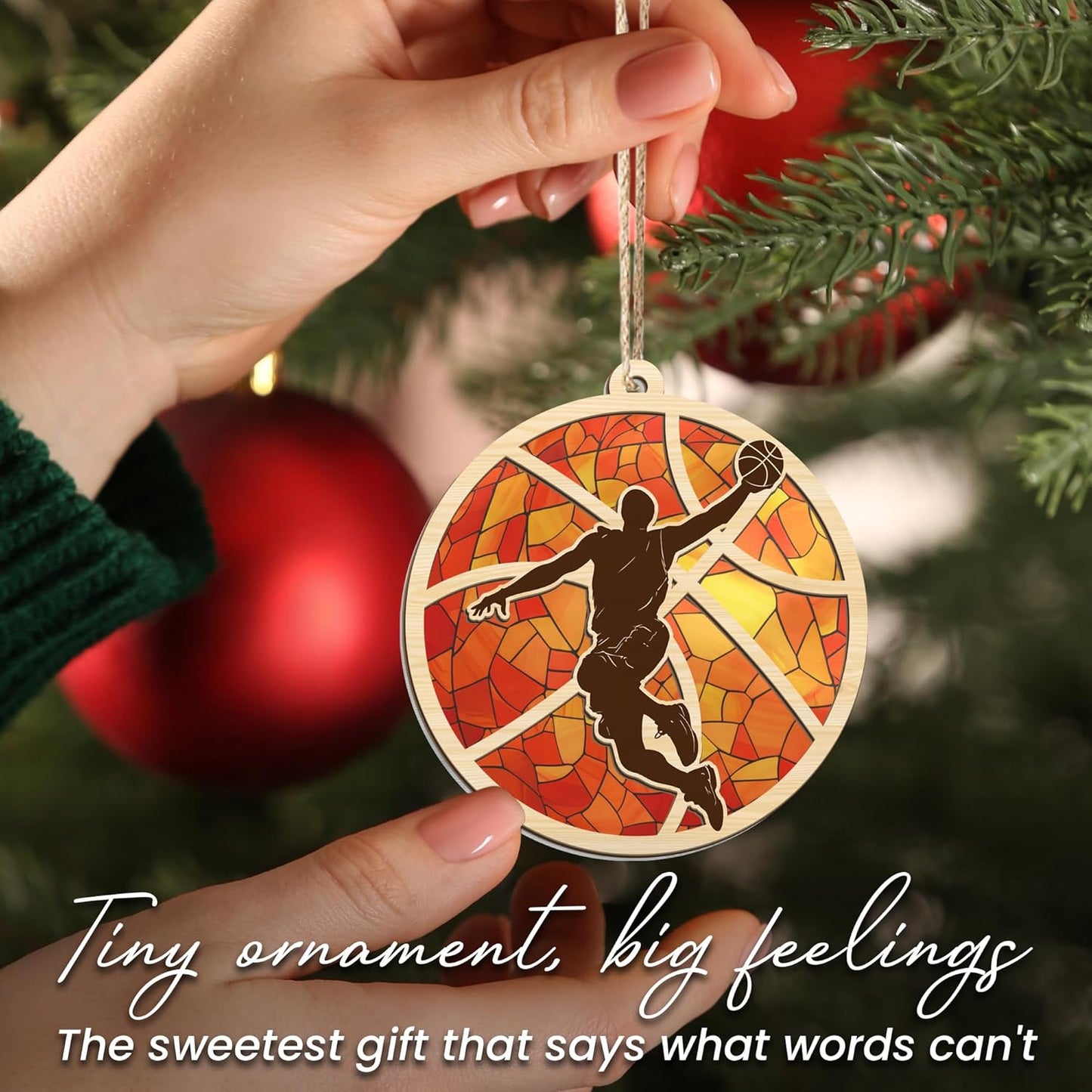 FLAGWIX Christmas Basketball Gifts for Boys 12-16 and 8-12, Basketball Ornament - Suncatcher Sports Christmas Ornaments 2025 for Tree Decorations - Sports Gifts for Boys 8-12 Coach Men