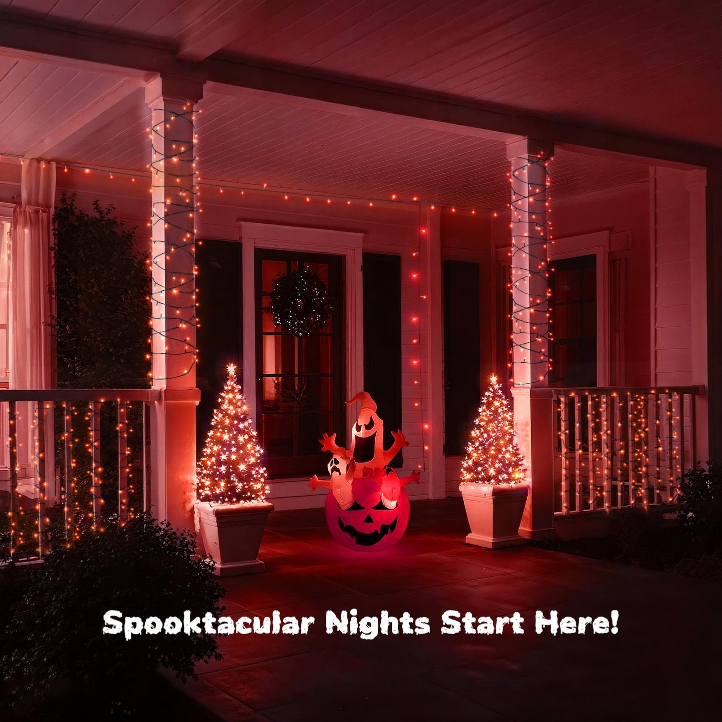 Wbao Halloween Lights 300Led 108Ft  Super Bright Led Orange String Lights With Ul Certified  8 Lighting Modes  Timer  Connectable  Memory & Waterproof For Indoor Outdoor Halloween Decor