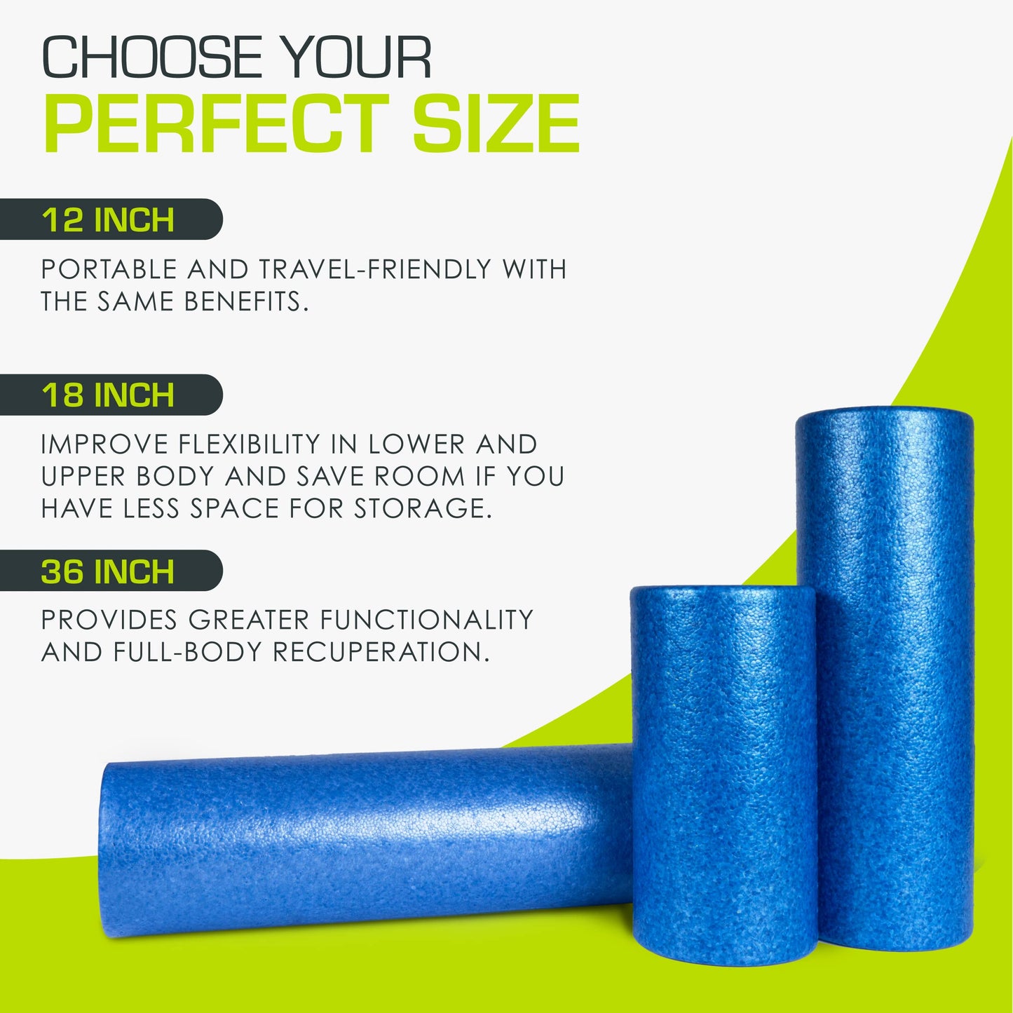 ProsourceFit High Density Foam Rollers 18 - inches long, Firm Full Body Athletic Massager for Back Stretching, Yoga, Pilates, Post Workout Trigger Point Release, Blue