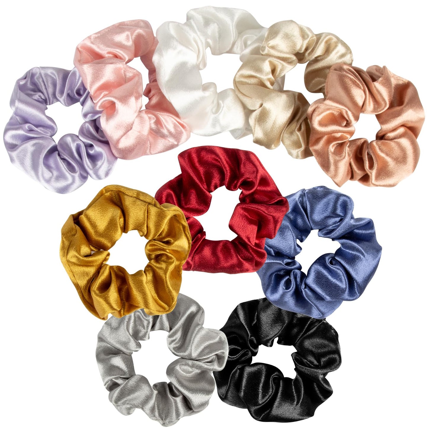 MAQIHAN 10PCS Silk Scrunchies Bulk - No Damage Large Satin Scrunchies for Women Men Girls Teens Ponytail Holders for Thick Hair