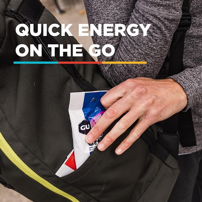 GU Energy Chews, Lemonade Energy Gummies with Electrolytes, Vegan, Gluten-Free, Kosher, and Dairy-Free On-The-Go Energy for Any Workout, 12 Bags (24 Servings Total)