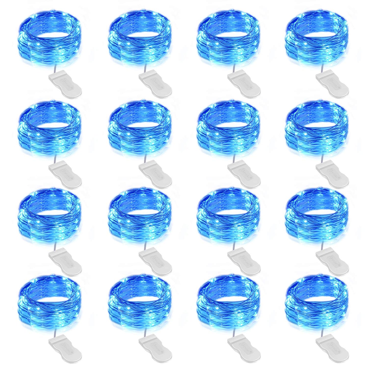 Onforu Fairy Lights 16 Pack, 6.5ft Blue Mini String Lights, 20 LED Copper Wire, IP67 Waterproof, Perfect for DIY Decor