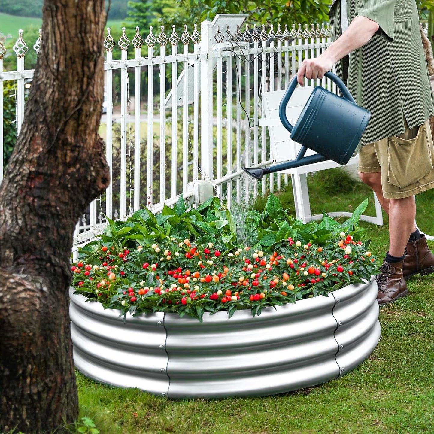 Land Guard Galvanized Raised Garden Bed 2Pcs, Planter Raised Garden Beds Outdoor, Round Clearance Raised Garden Beds for Gardening Vegetables……