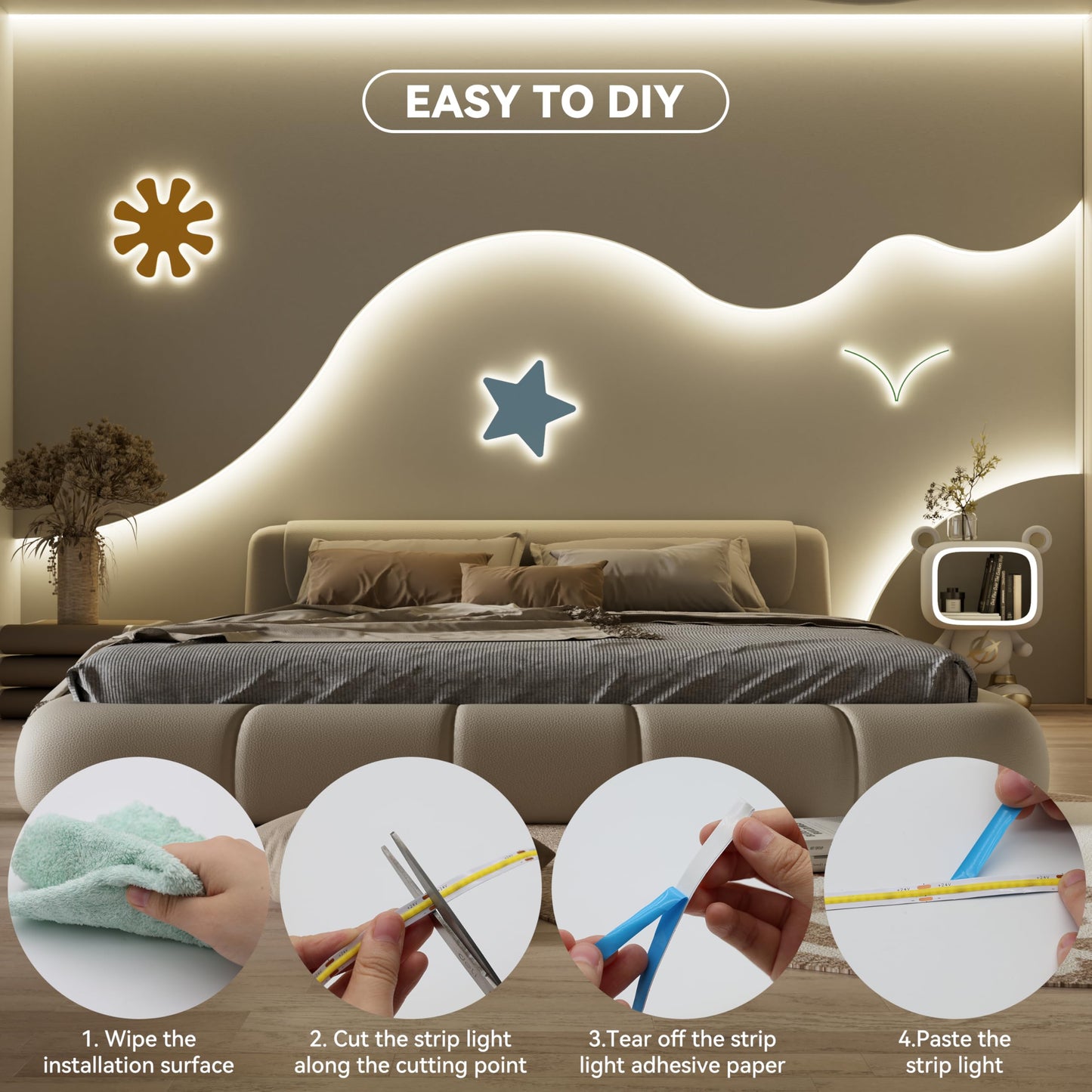 Miwise Cob Led Strip 20Ft/6.1M Cri 90+ Natural White 4000K High Lumen Super Bright Flexible Dc24V Led Tape Light For Cabinet Home Office Diy Lighting Projects(Adapter&Controller Not Included)
