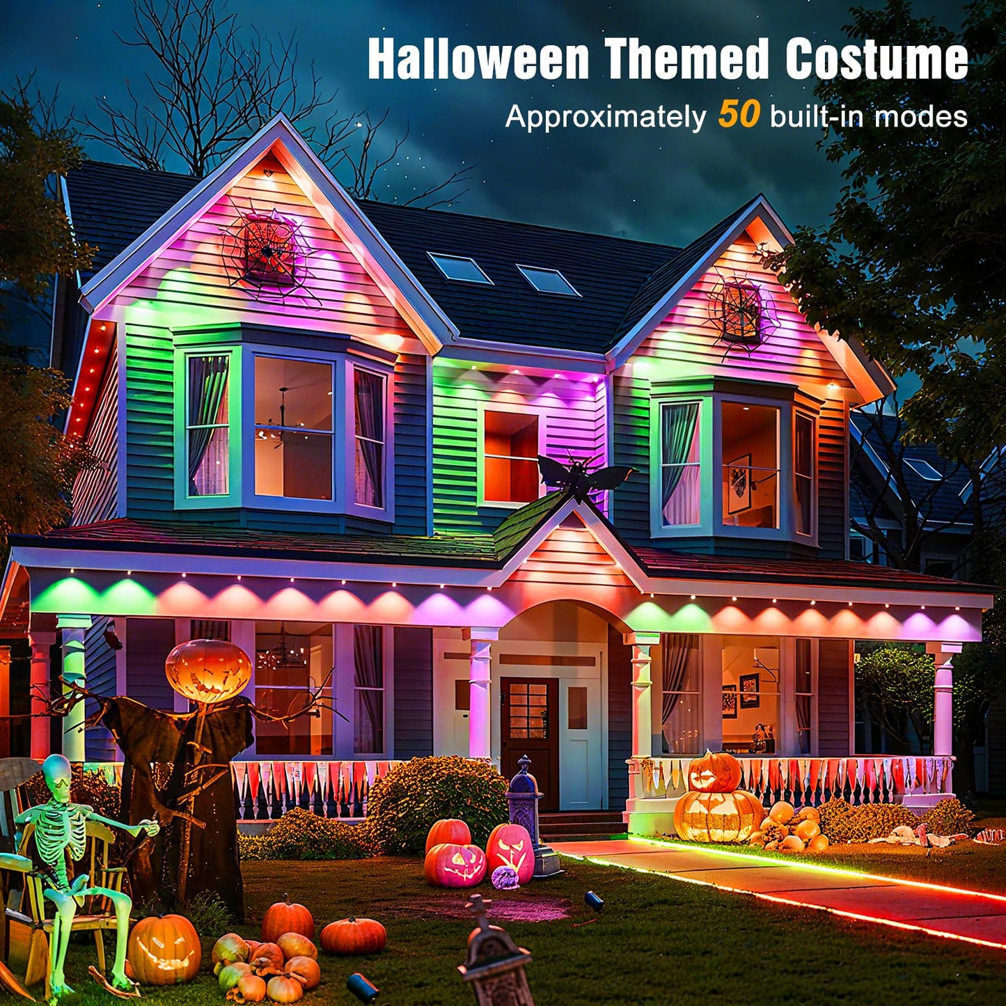 Joh Permanent Outdoor Lights  100Ft Rgb+Ic Smart Led Outdoor Lights With App/Remote Control  Diy Scene Modes Lighting & Ip67 Waterproof  Eaves Light For Christmas  Holiday  Daily Decorations