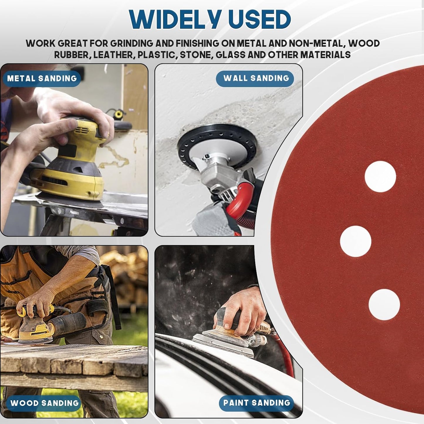 5 Inch 8 Hole Sanding Discs, 150 PCS 800 Grit Hook and Loop Sandpaper, Round Aluminum Oxide Sand Paper Discs for Random Orbital Sander