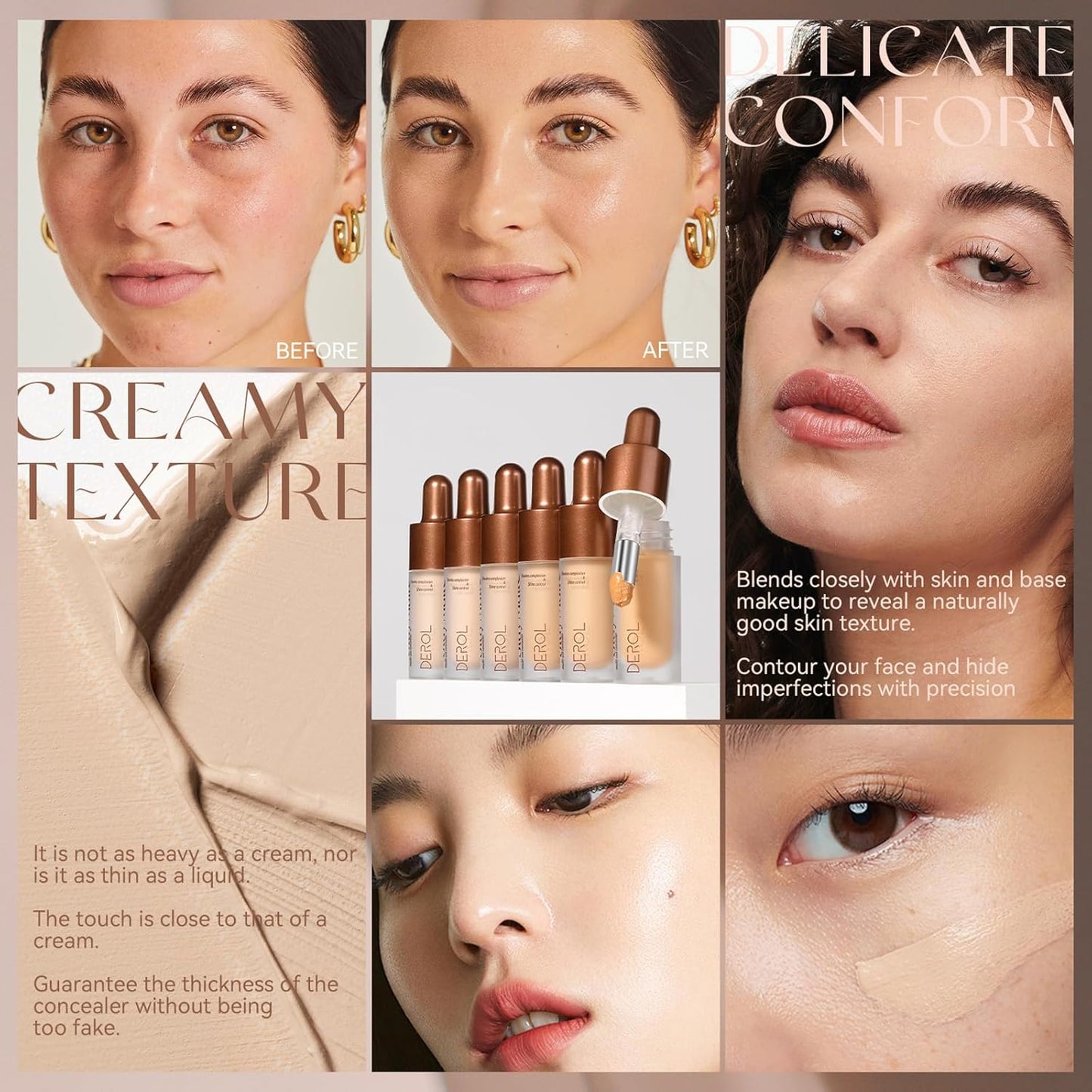 Foundation Makeup,Soft Beige Full Coverage Foundation Makeup（Built-in brush）Vegan & Cruelty-Free-Oil Control Flawless Concealer Cover Facial,Natural Blemish Face Makeup(04#)
