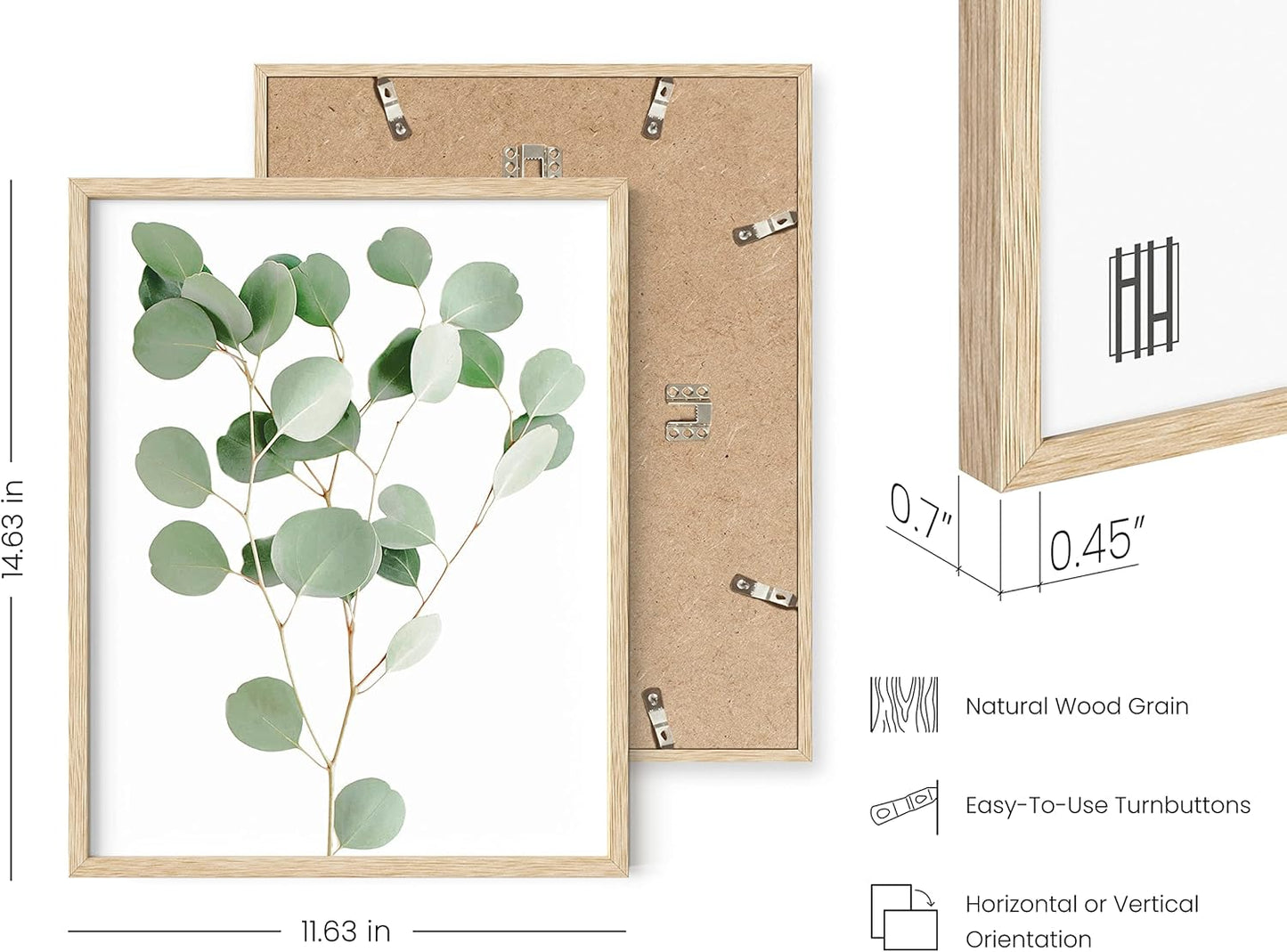 HAUS AND HUES Botanical Plant Wall Art - Set of 4 Prints, Floral Kitchen Decor, Boho Leaf Eucalyptus Wall Art, Green Botanical Poster (Beige Frame, 11x14)