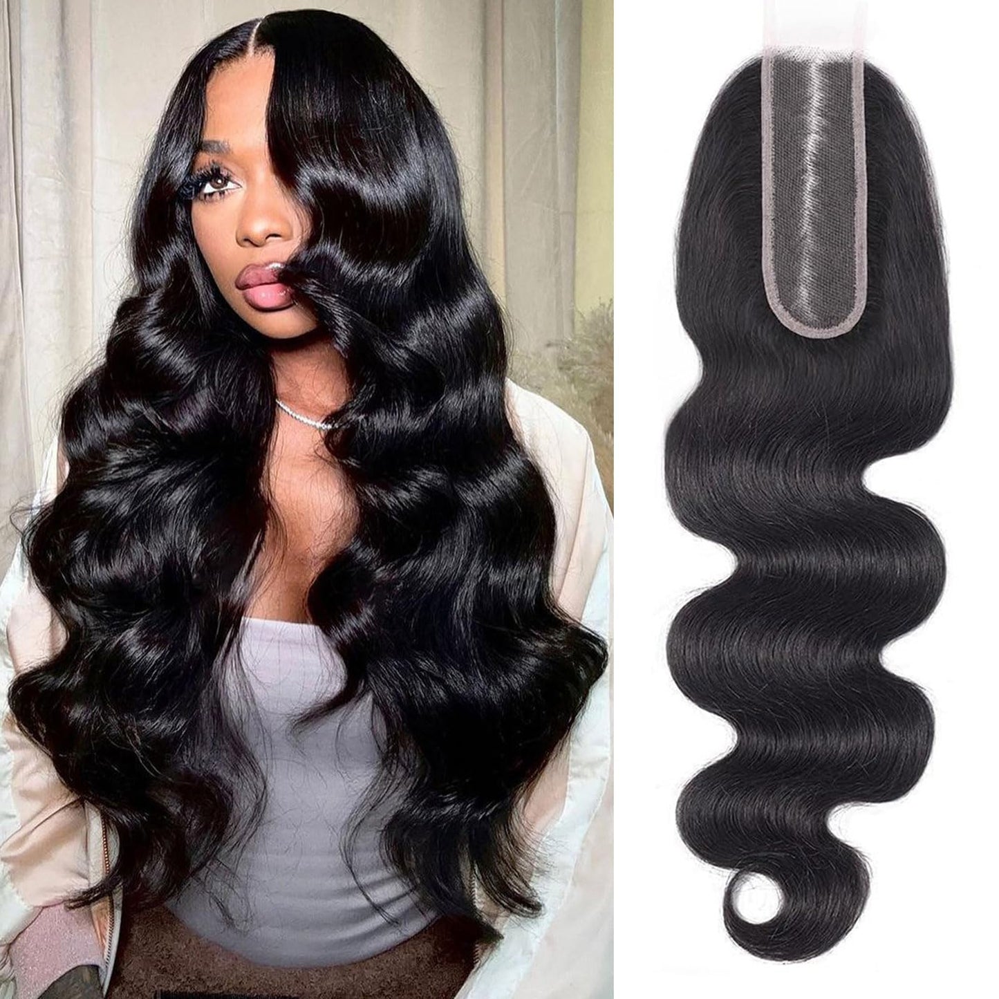2x6 HD Lace Closure Body Wave Transparent 2 by 6 HD Lace Closure 14 Inch 100% Brazilian Virgin Unprocessed Middle Part Human Hai