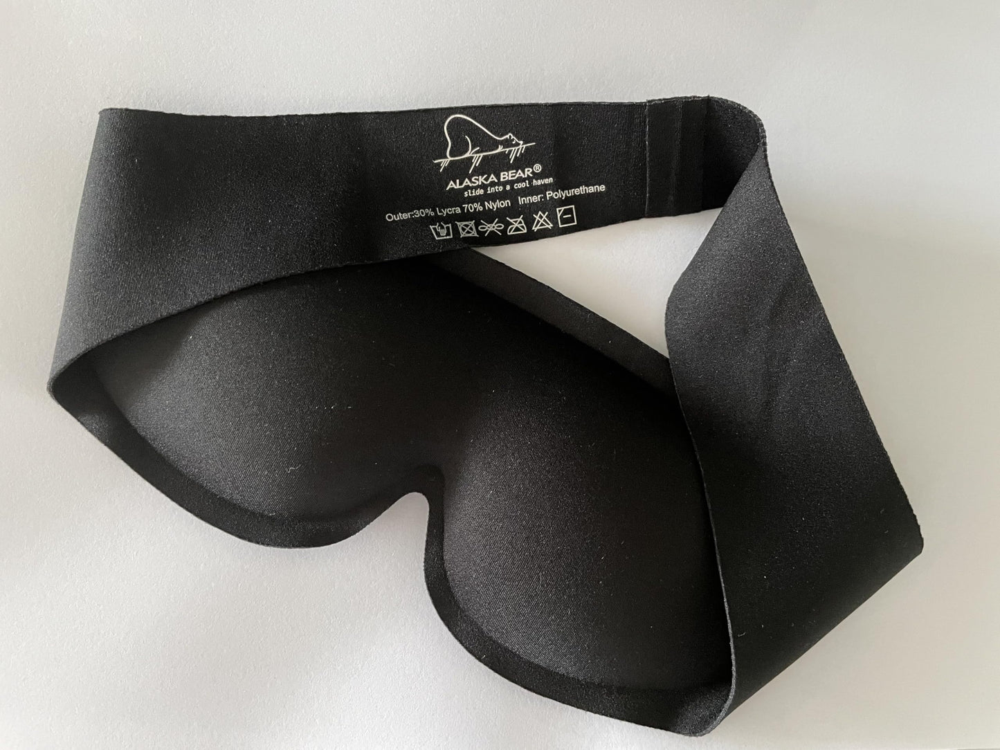 Minimalist Design Eye Sleep Mask, Non-Adjustable and Comfortable Headband Over Ears w/o Side Buckles (Black)