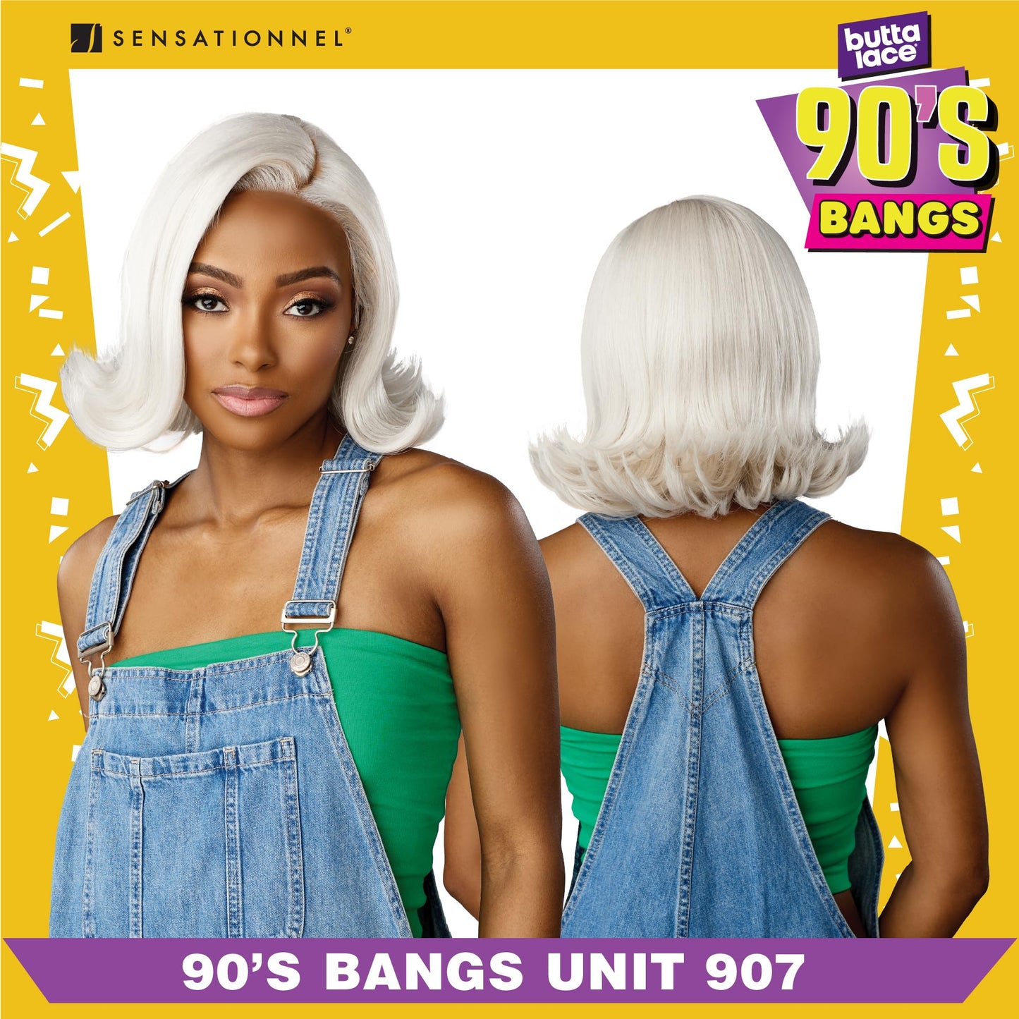 Sensationnel Butta Lace 90Sbangs Wigs - Unit 907 Glueless Wide Deep Part Synthetic Preplucked Hairline (LIGHTASHBROWN)