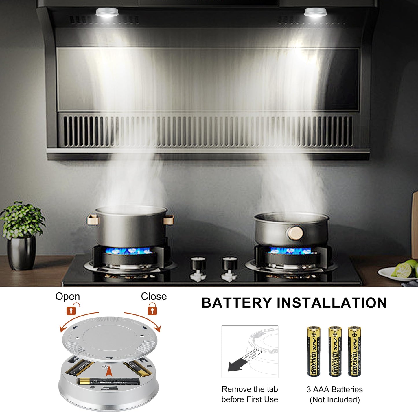 Bigmonat Led Puck Light  Stick On Lights  Closet Lights Battery Operated  Tap Lights  60 Lumens Touch Light  Under Cabinet Lighting  Ideal For Kitchen Cabinets  Closets  3-Pack  Silver
