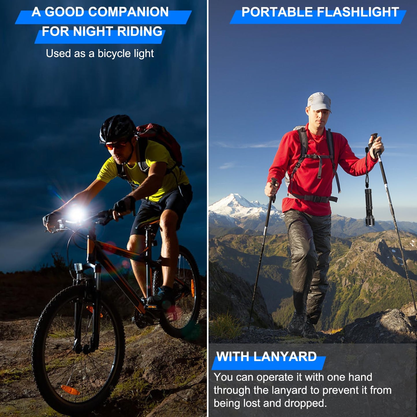 Rechargeable Magnetic Flashlights 100 000 High Lumens  Super Bright Led Powerful Flashlight 8 Modes With Cob Work Light  Waterproof Handheld Flash Light For Camping (2 Pack With Paper Box  Black)