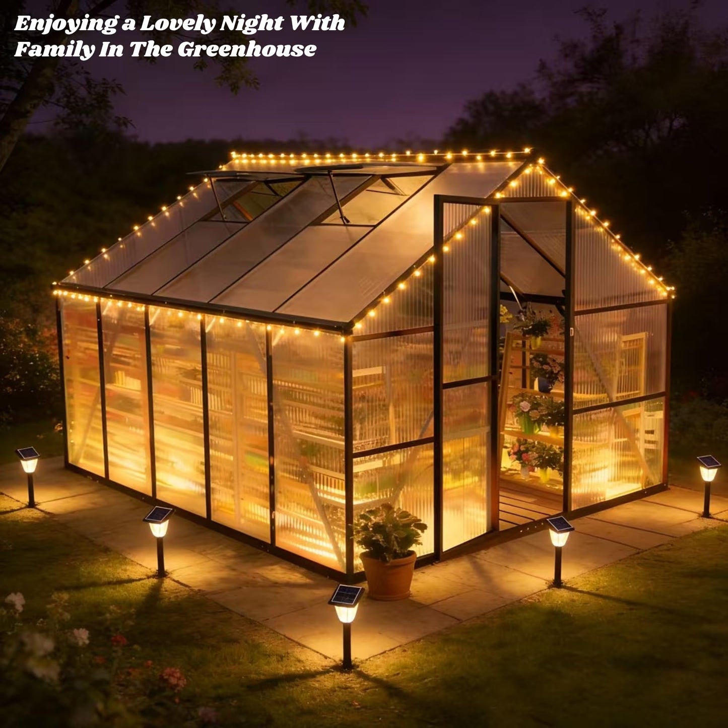 8X 10 FT Greenhouses for Outdoors, Polycarbonate Greenhouse with PC Panels, Greenhouses for Outdoors for Yard, Garden, Hobby, Dark Gray
