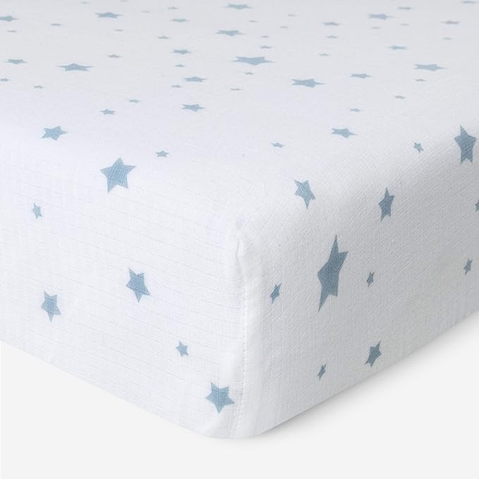 Newton Baby Fitted Single Layer Crib Sheet (2-Pack) - Ultra Breathable and Soft, Organic Cotton, Fits All Standard Cribs, White Stardust