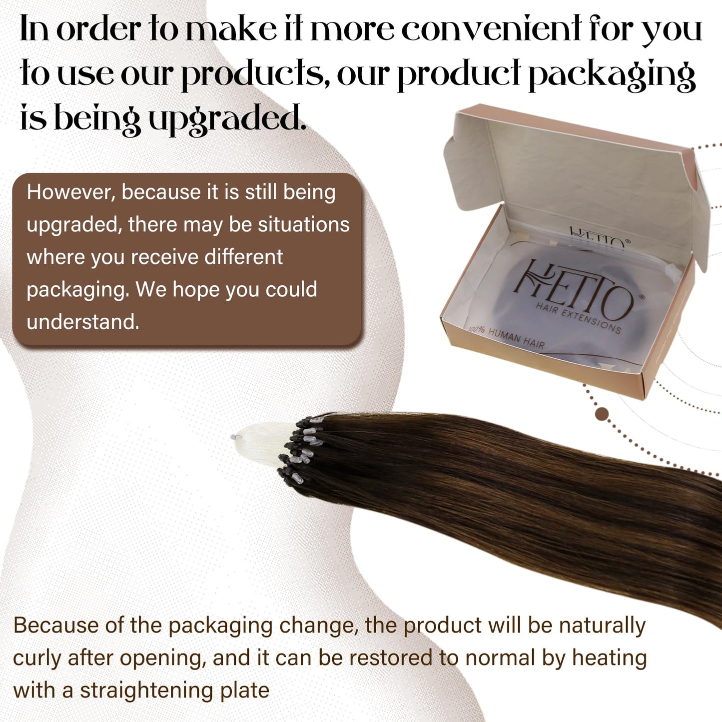 Hetto Microlink Hair Extensions Real Human Hair Balayage Microbead Hair Extensions Human Hair Darkest Brown to Ash Brown 16 Inch