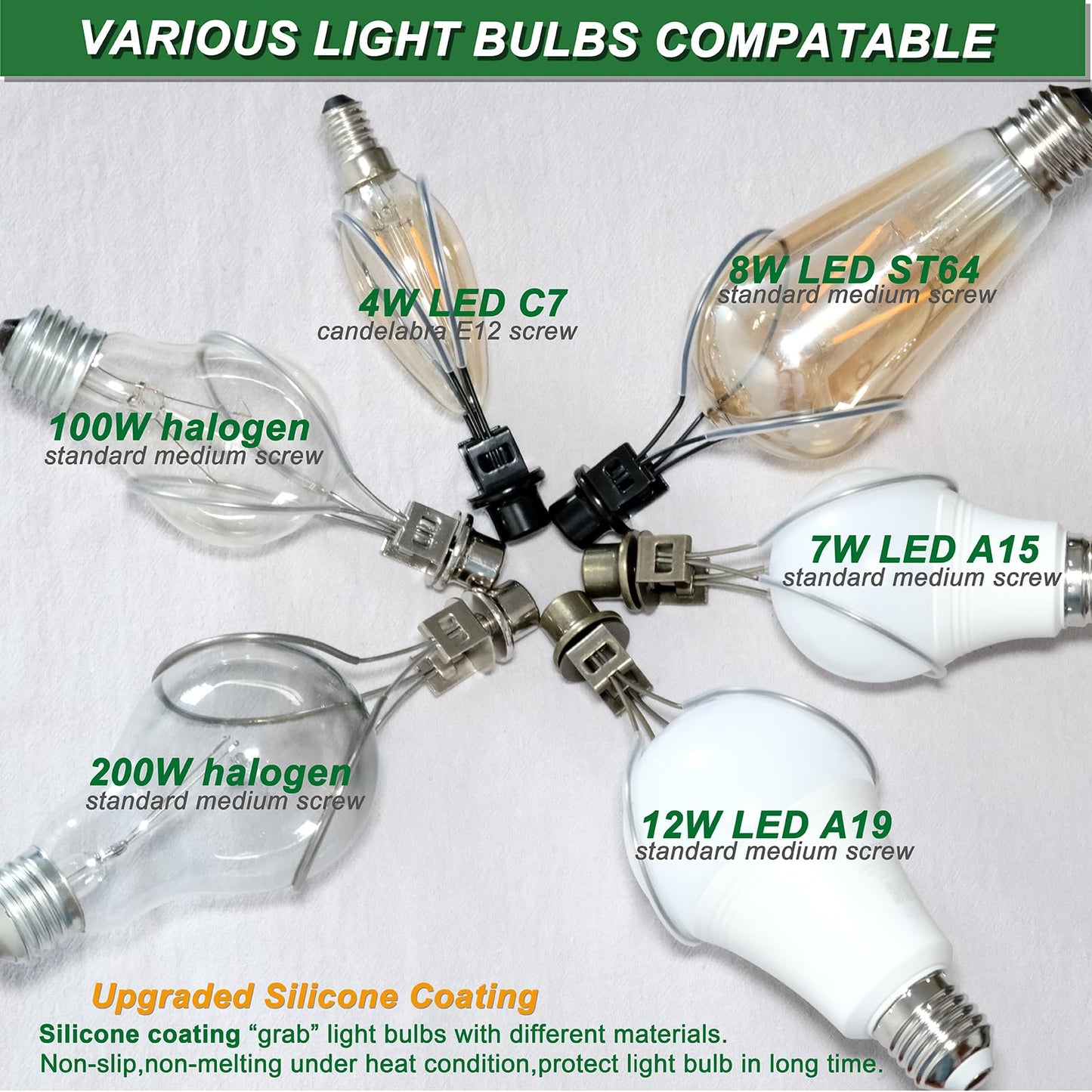 EMNOOTI Lamp Shade Clip Adapter with Finial & Levellers, Nickel Color, 2PCS, Model SL-VG106, Metal Material