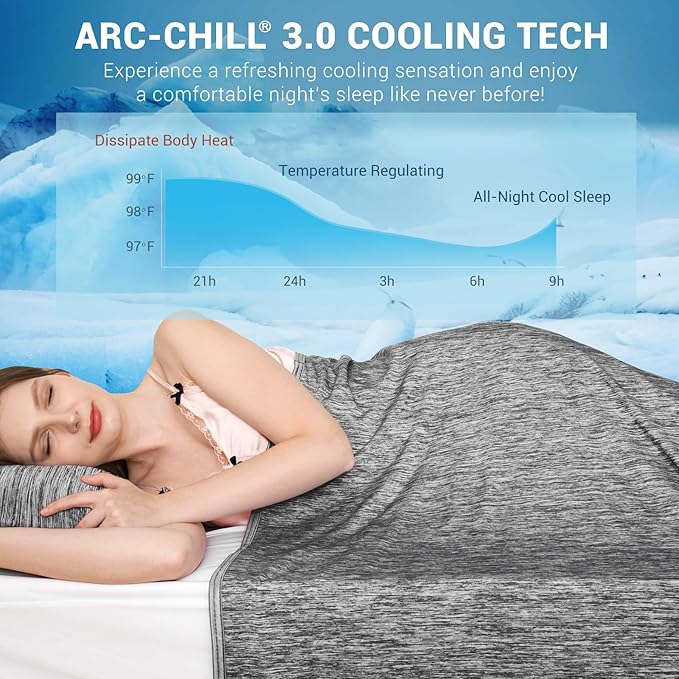 Elegear Revolutionary Cooling Throw Blanket Absorbs Heat to Keep Body Cool for Night Sweats, Arc-Chill3.0 Cool Fiber Q-Max>0.5 for Hot Sleepers, Lightweight Summer Cold Blankets for Sleeping 51" x 67"