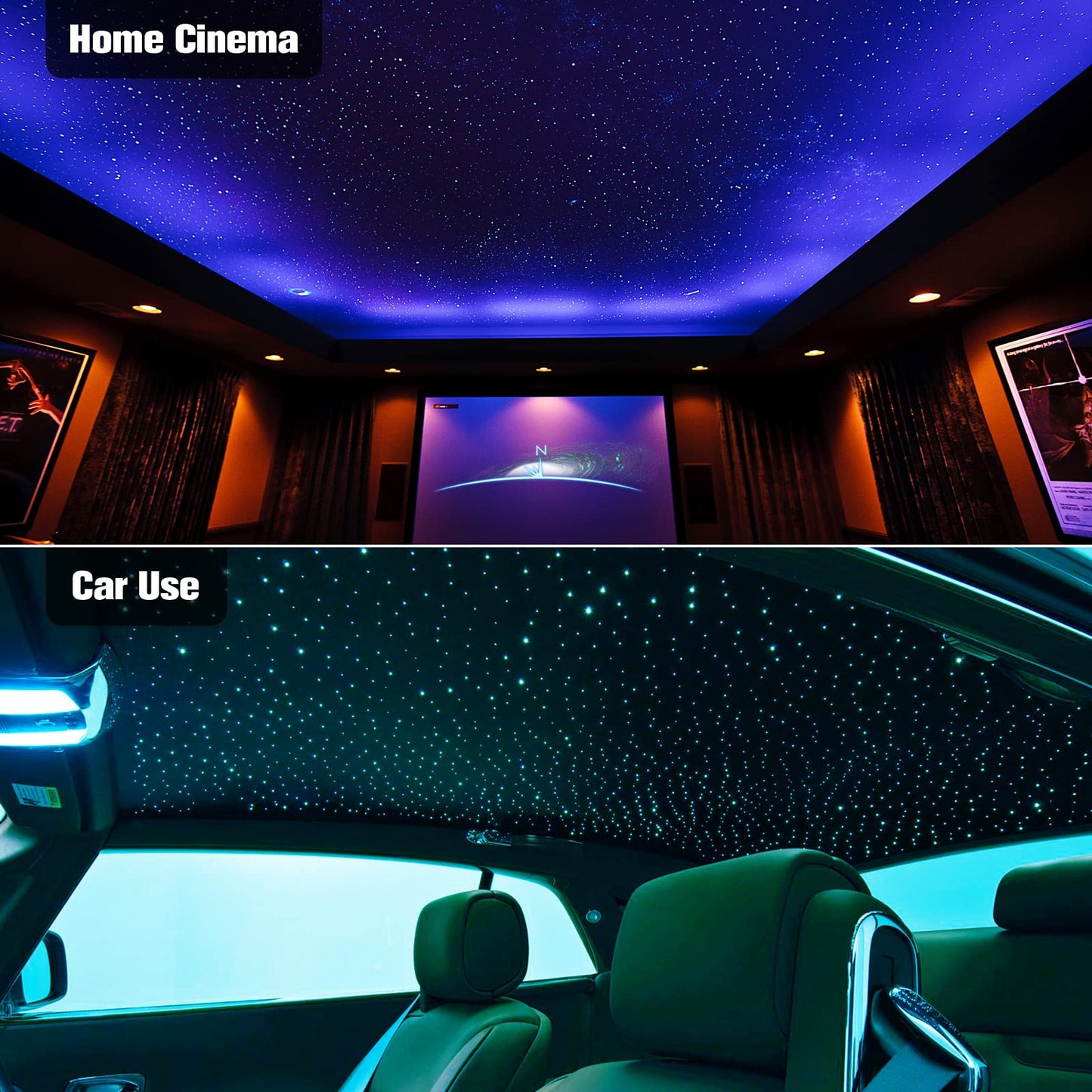 CHINLY Twinkle 400pcs 9.8ft 0.03in Starlight Headliner Fiber Optic Lights kit, Music Mode Bluetooth APP Control Remote, RGBW Star roof Lights for Star Headliner/Home Theater/Pool Ceiling