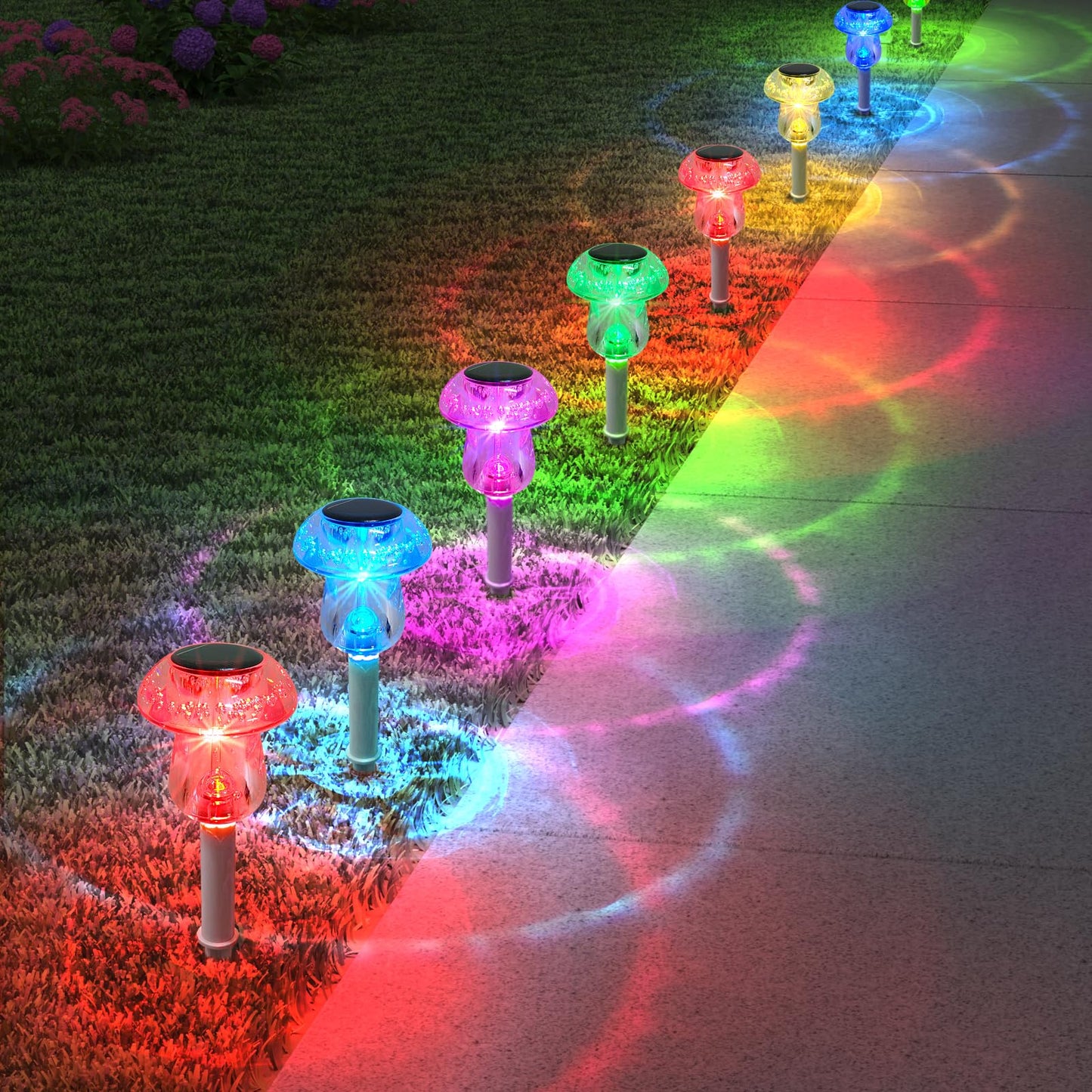 Benany Solar Lights Outdoor, 8 Pack Mushroom LED Lights, Waterproof, Color Changing, Model MU007