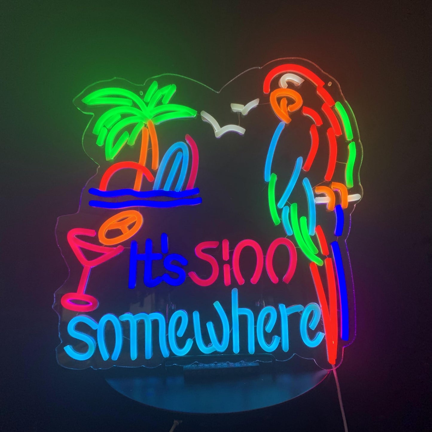 Ldgj Its 5 OClock Somewhere 5:00 Neon Light Sign Home malt-inspired Bar Pub Recreation Room Game Lights Windows Glass Wall Signs Party Birthday Bedroom Bedside Table Decoration Gifts Led
