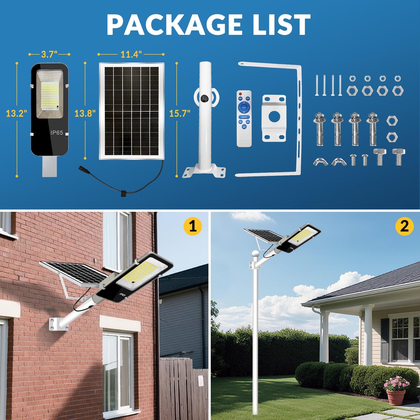 Lykentor Solar Lights Outdoor Waterproof Ip65: 10000Mah Solar Street Light  Dusk To Dawn Outdoor Solar Lights For Yard  Basketball Court  Parking Lot Lights Commercial With Remote Control