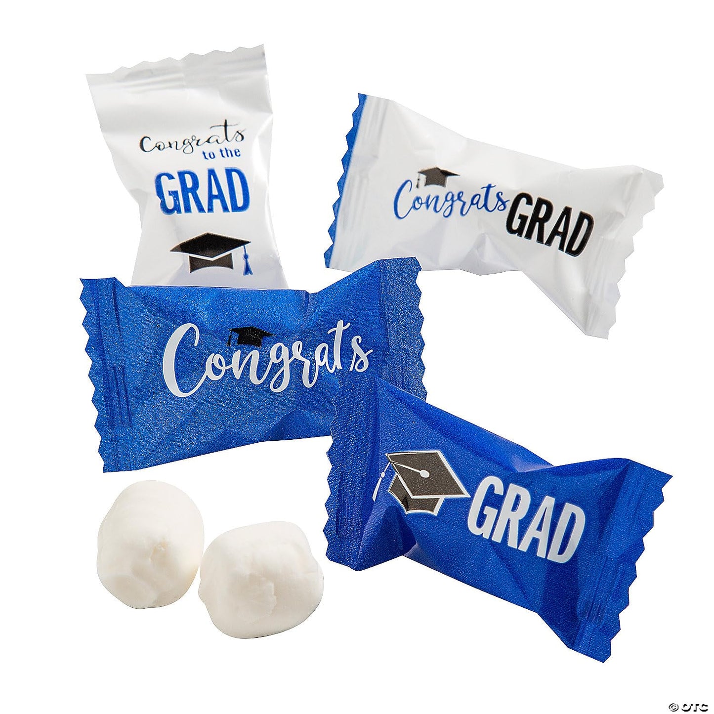 Graduation Buttermints, Graduation Party Candy, Candy Buffet, 108 Pieces, Individually Wrapped Pieces (Blue)