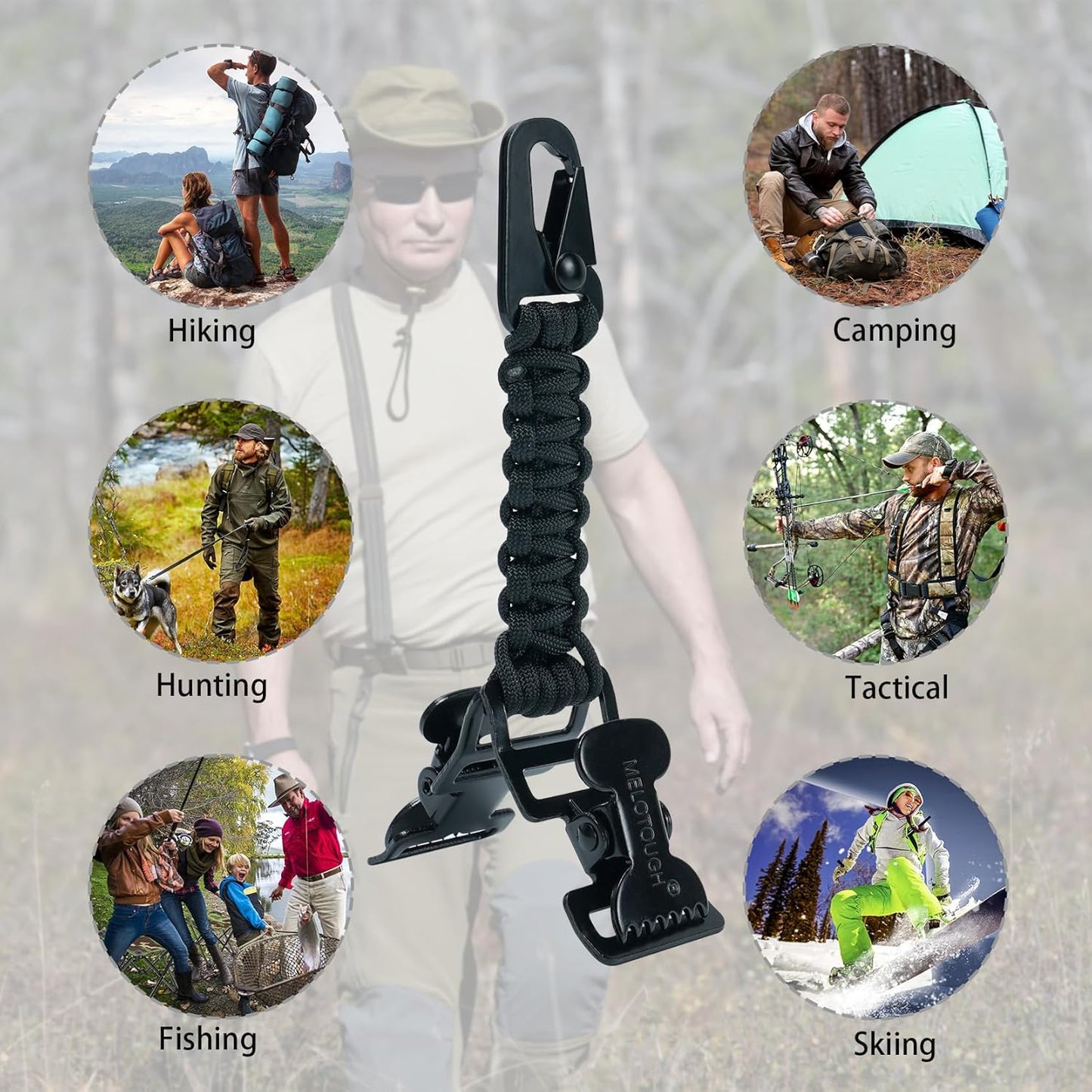 MELOTOUGH Glove Clips Tactical Glove Clip Paracord Work Glove Clip Holder with 2 Alligator Clips for Tactical Backpack,Tool Belt,Outdoor Accessory