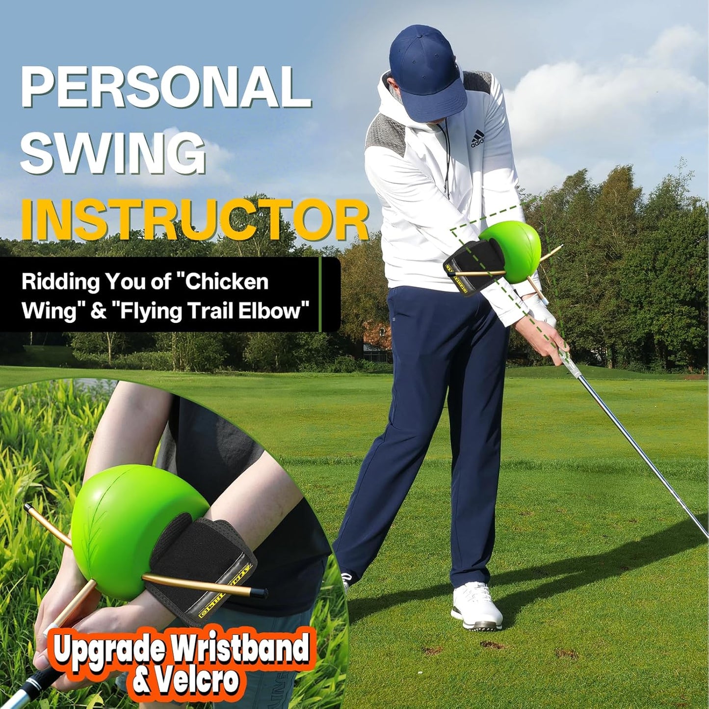 The Connector Golf Training Aid in Improving Hand Positioning, Smart Ball Golf Training Aid for Posture Correction Practice. Golf Swing Trainers are Suitable for Golfers at All Levels, (with Velcro)