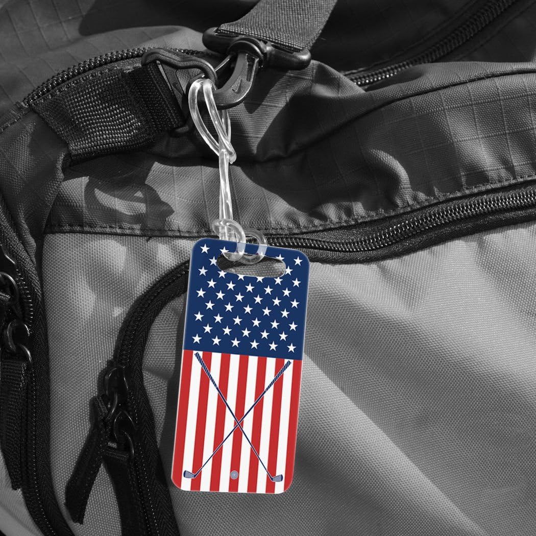 ChalkTalkSPORTS Golf Luggage & Bag Tag | USA Golfer | Standard Lines on Back | Small