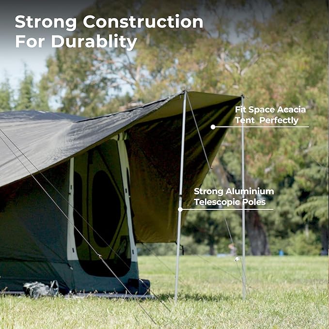 ACACIA Canopy 2-3 Person for Space Acacia Camping System, PU2000 Waterproof Camping Tarp for 4 Season Camping, UPF50+ Sunproof Tent Tarp with 2 Telescoping Poles, Carry Bag, Summer Night