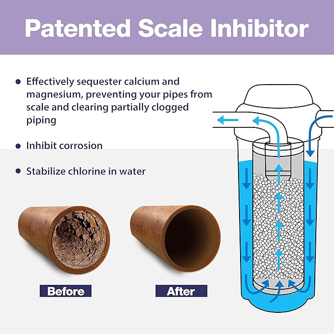 iSpring Whole House Water Filter ,20" x 4.5", Reduces Scale Water Filters,Whole House Water Filtration System ,Model:WDS150K , Blue