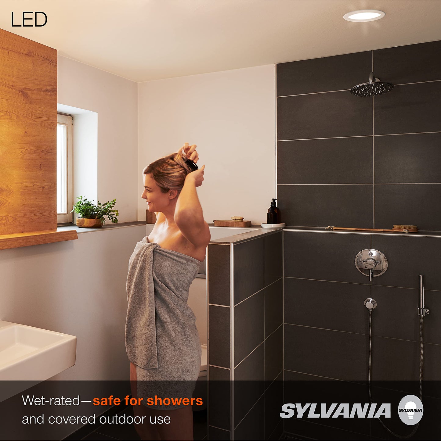 Sylvania 5 /6  Led Recessed Lighting Downlight With Trim  8.5W=65W  Dimmable  675 Lumens  White  3000K  Wet Rated / Ul / Energy Star - 4 Pack (62023)