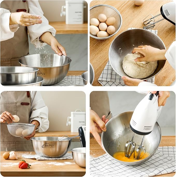 Thickened Stainless Steel Drainer Basket Set Home Essentials Kitchen Multifunctional Drainage High Temperature Resistant Freezer (9.45 inch)