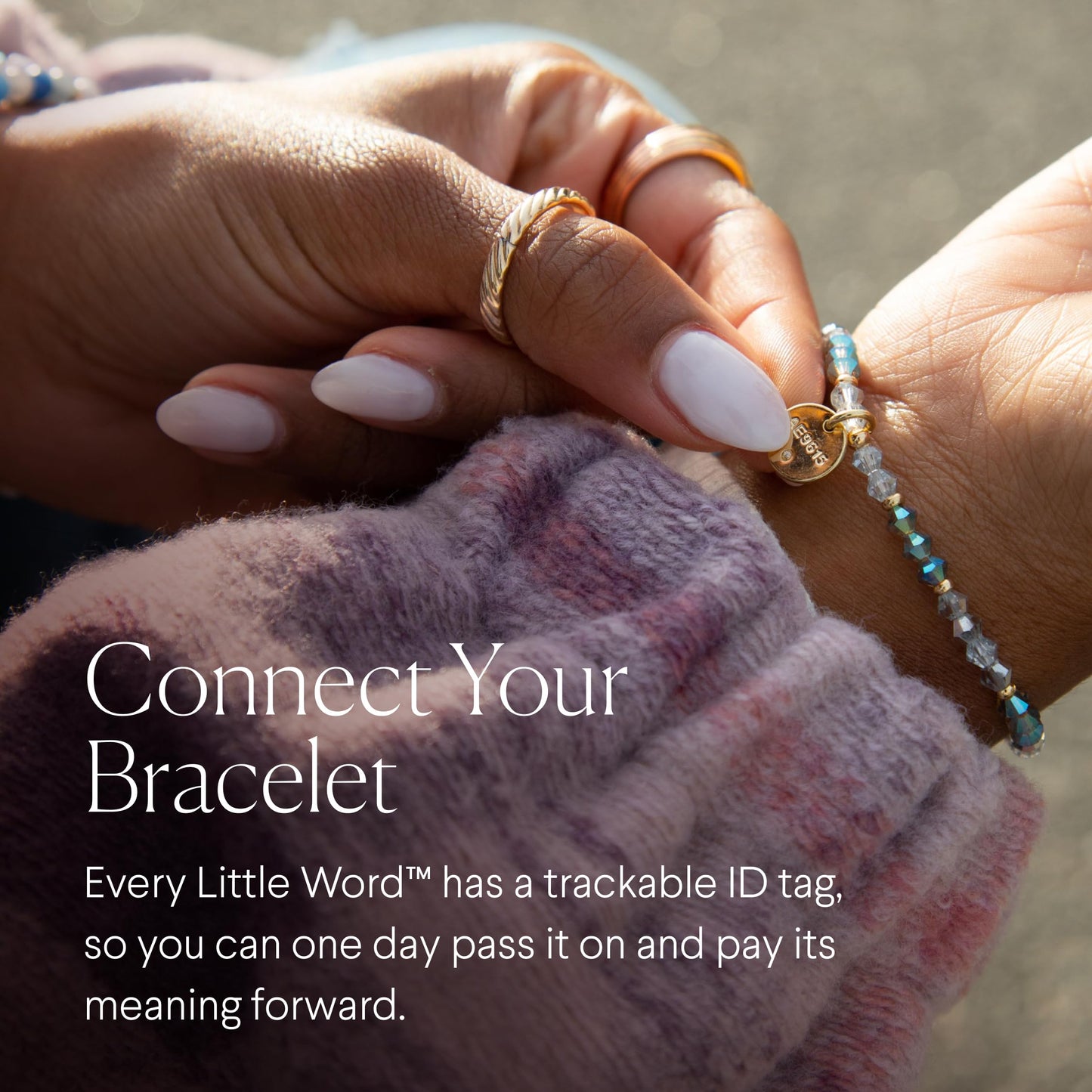 Little Words Project Shimmer Bracelet, The Original Word Bracelet, Made with Colorful Beads and Plated Brass Hardware, Handcraft