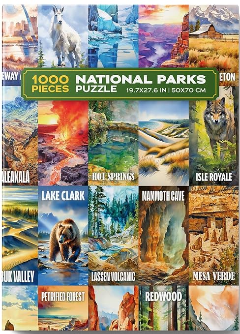 Trekking The National Parks Puzzles for Adults 1000 Pieces - Jigsaw Puzzle with No False Fits - Includes Custom Artwork fo...