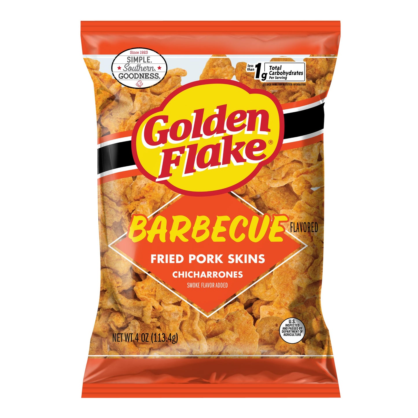 Golden Flake BBQ Pork Rinds  4 oz Bags (Pack of 12) - Crunchy Barbecue Pork Skins - Gluten-Free  Low Carb  Keto Snack - Southern-Style Bold BBQ Flavor