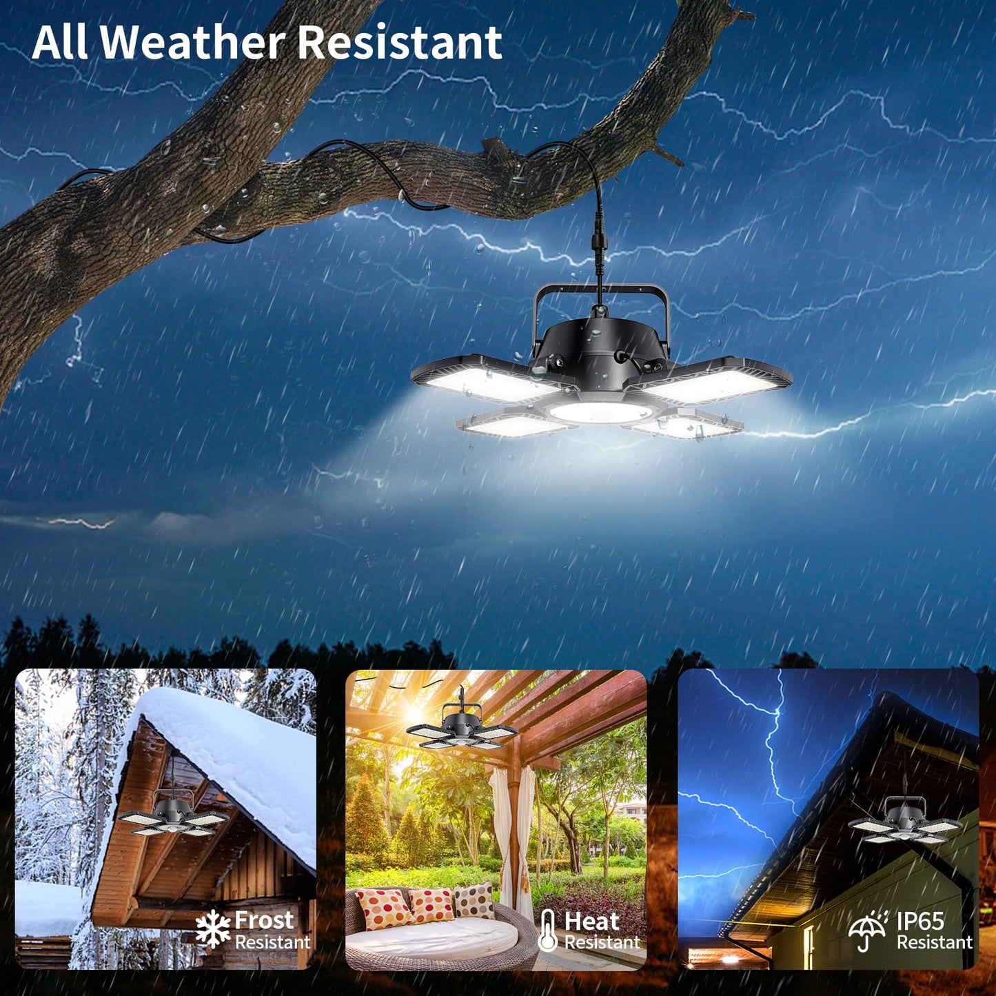 Auzev Solar Shed Light - 128LED Motion Sensor Pendant, 4 Modes, Black, Indoor/Outdoor