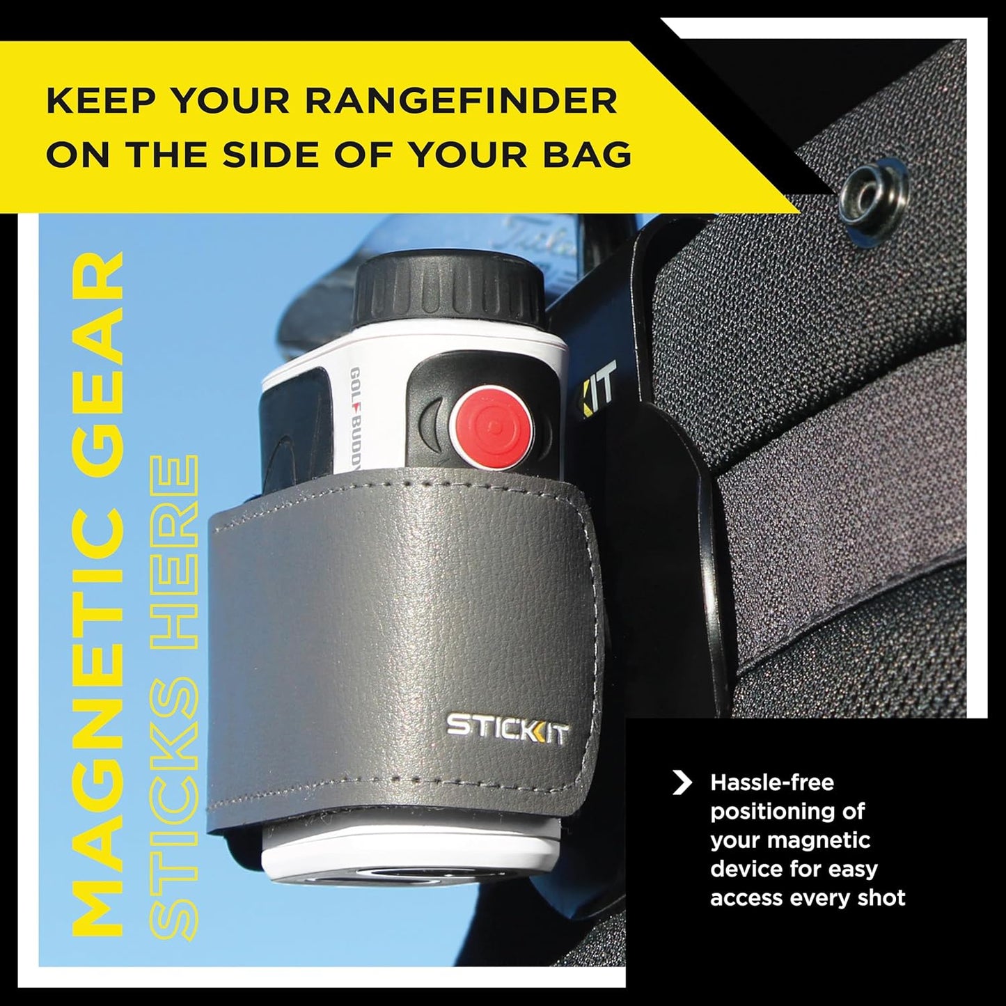 STICKIT Magnetic Golf Bag Landing Pad I Metal Bag Clip for Quick and Easy Use of Magnetic Golf Gear & Accessories with Convenient Positioning on Your Golf Bag