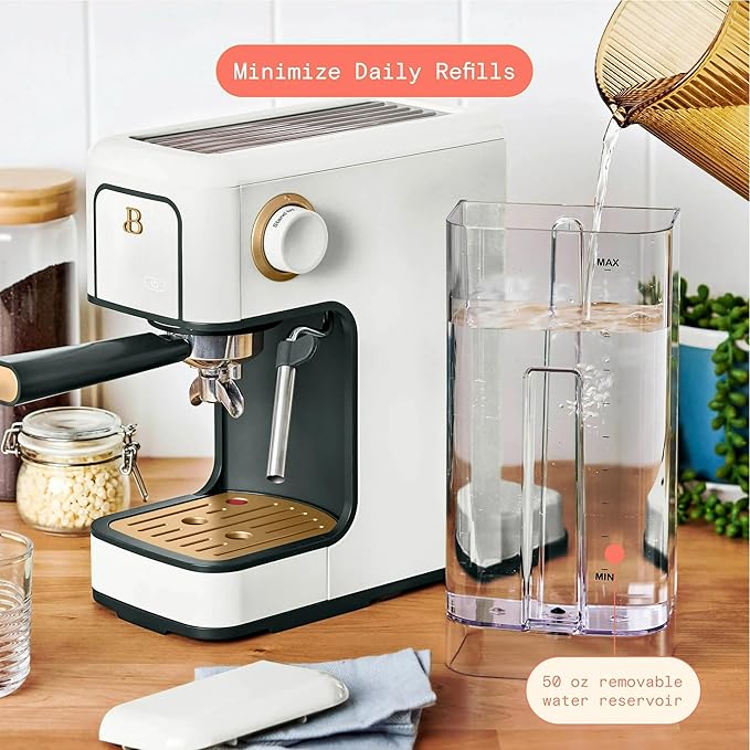 Beautiful 20-Bar Slim Espresso Machine | Single & Double Shot Programmable Brewing, Compact 4.7-in Width, Stainless Cup Warmer, Auto Shut-Off, 50 oz Tank