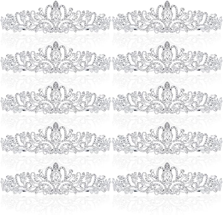 BBTO 10 Pcs Crystal Tiara and Crowns for Women Girls Princess Rhinestone Crown Queen Headbands with Combs Bride Tiaras for...