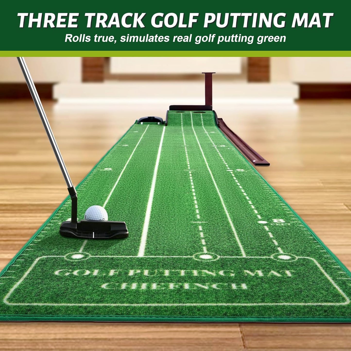 Golf Putting Green for Indoors - Putting Mat with Automatic Ball Return Machine, Mini Golf Pratice Training Equipment at Home or Office, Birthday for Golfs Lovers Golfer Man