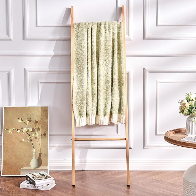 CozeCube Melange Blanket, Ultra Soft Sage Green and White Throw Blanket, Warm Cozy Knit Fuzzy Plush Reversible Throw for Couch Bed Sofa, 50"x60"